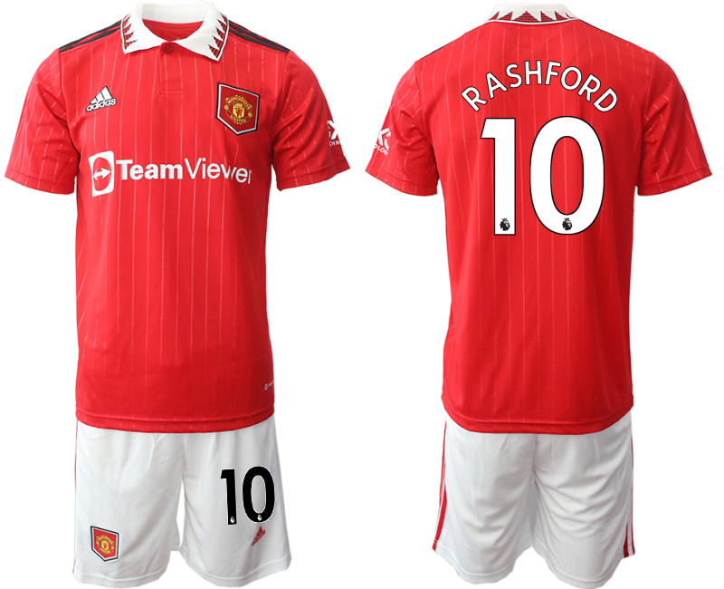 Men 2022-2023 Club Manchester United home Red 10 Adidas Soccer Jerseys